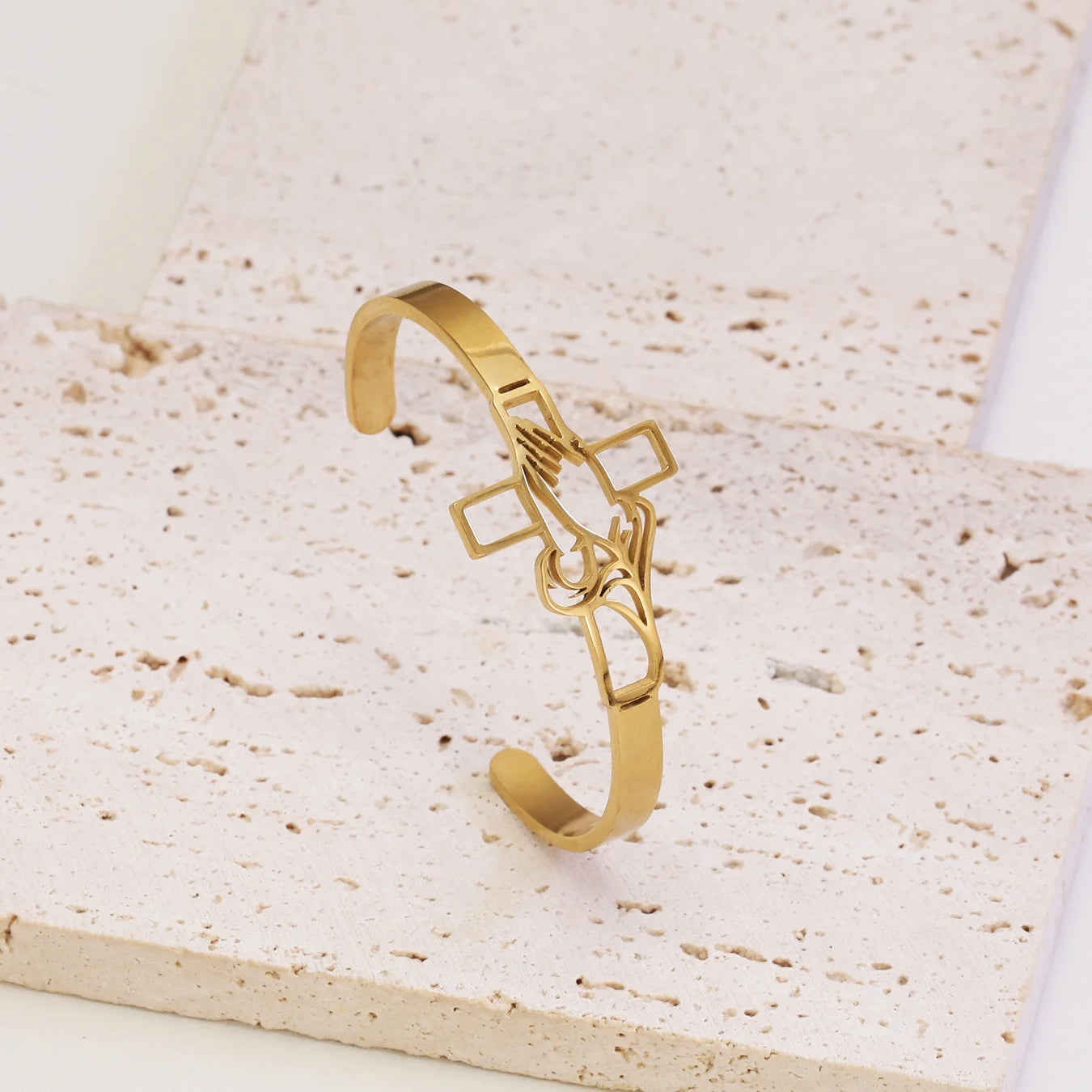 Golden Cross Cuff Bracelet