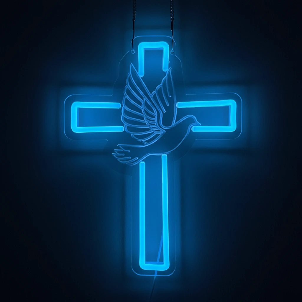 Dove and cross Neon sign