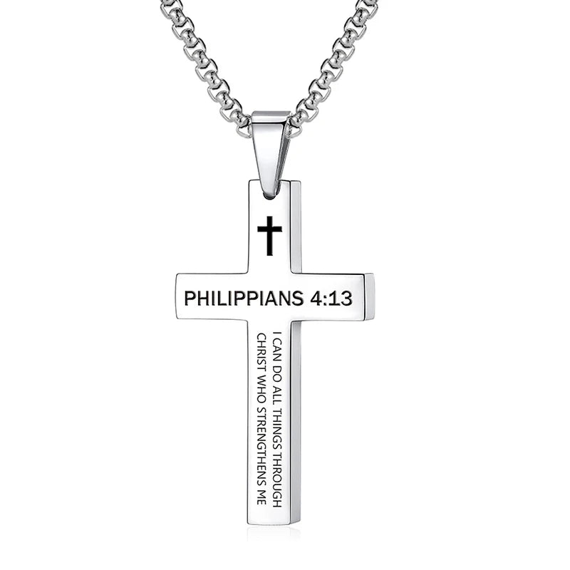 Bible Verse Cross Pendant Necklace