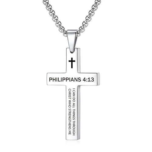 Bible Verse Cross Pendant Necklace