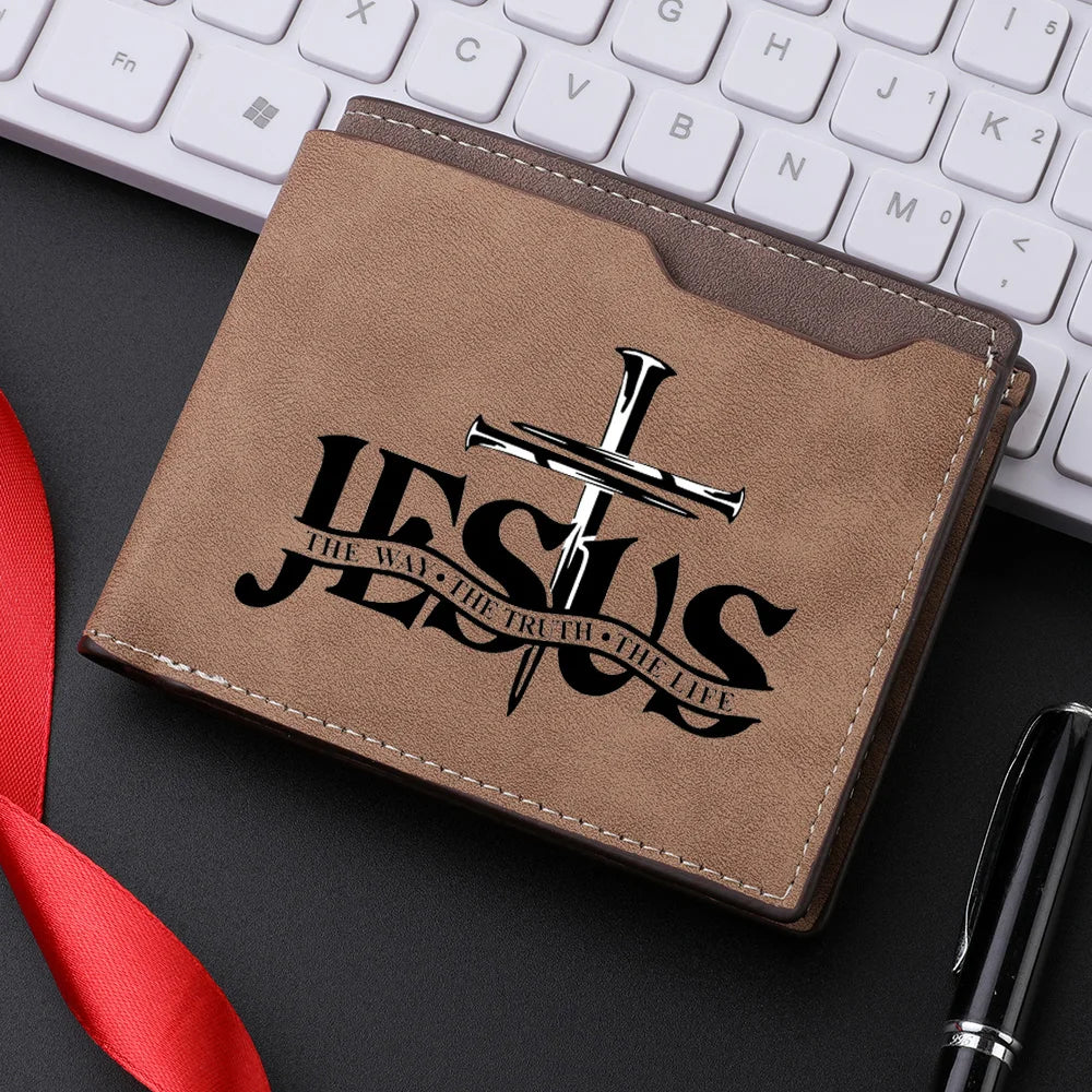 Retro JESUS Print Design Short Wallet