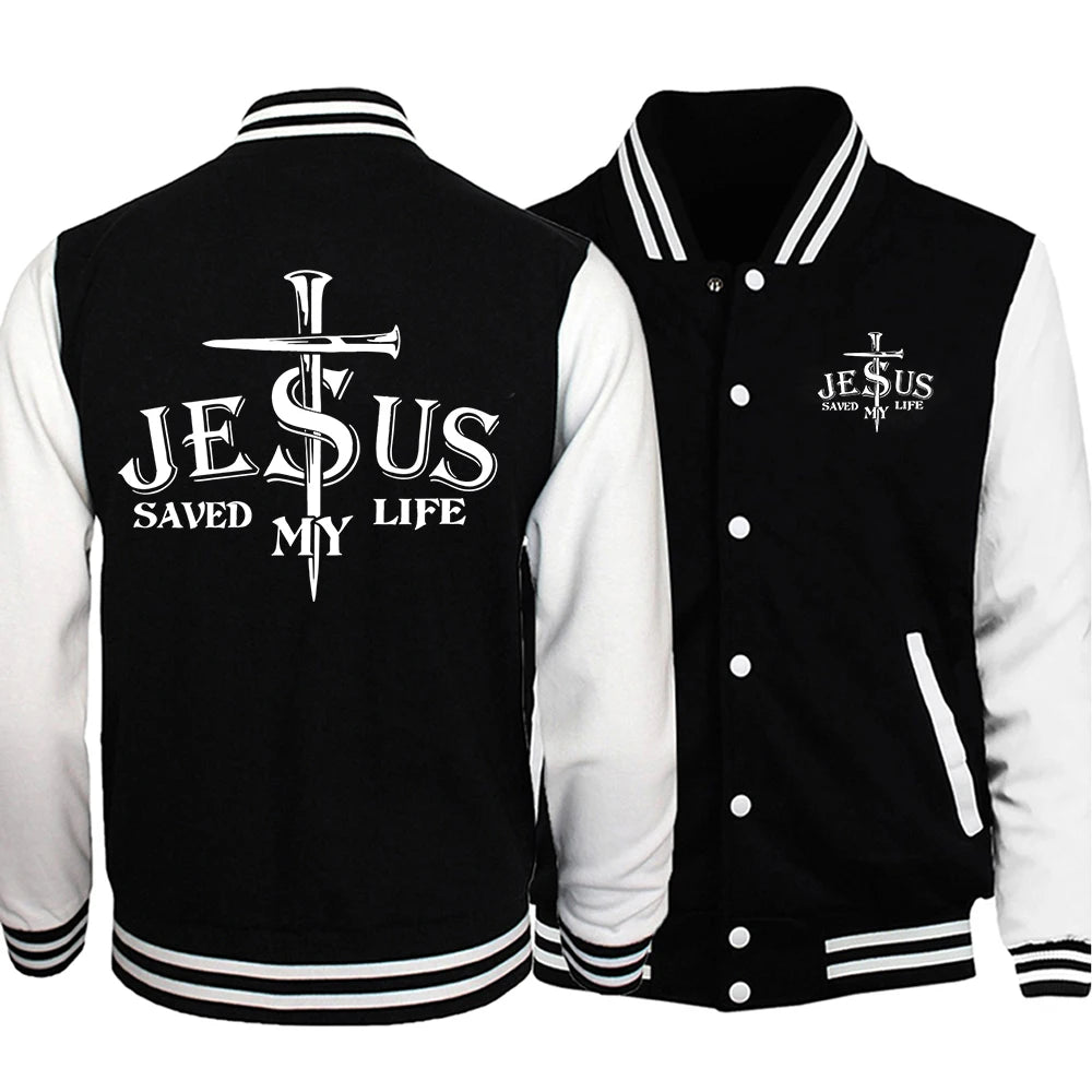 JESUS SAVED MY LIFE Varsity Jacket