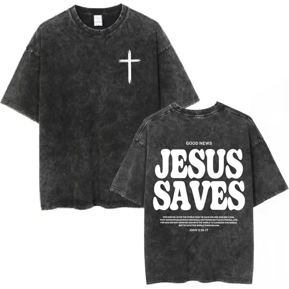 JESUS SAVES Washed T-Shirt