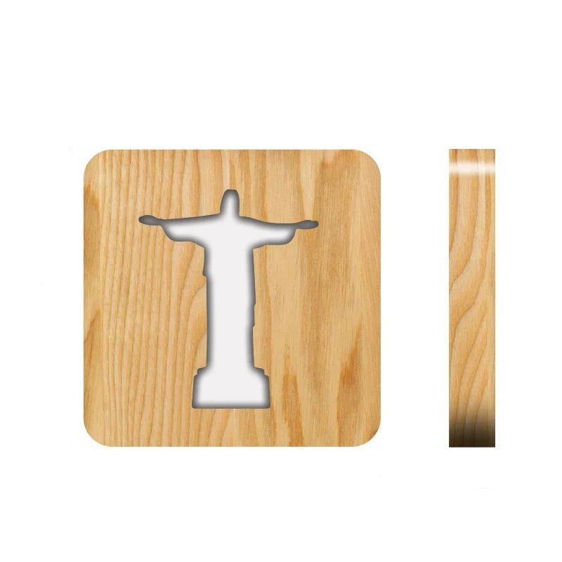 3D Christian Wood LED Night Lamp