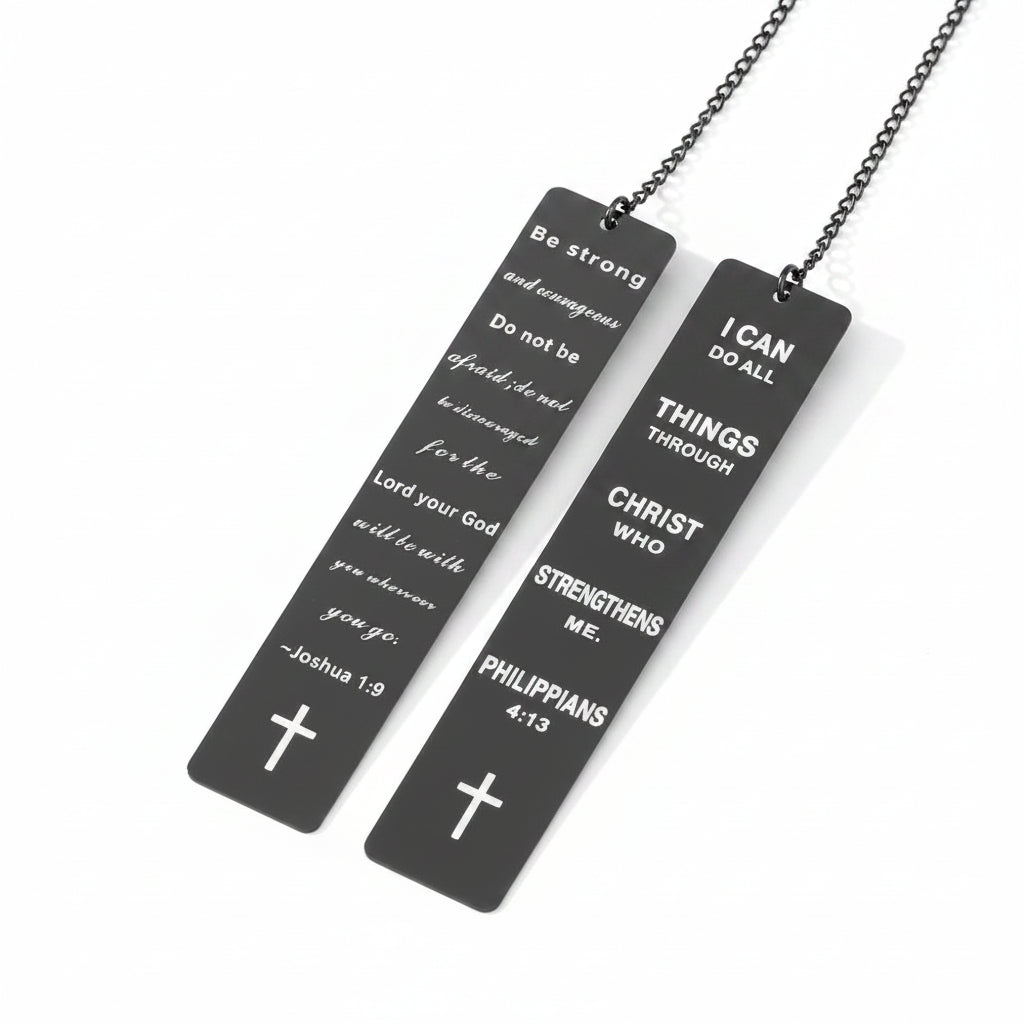 Black Stainless Steel Scripture Bookmark