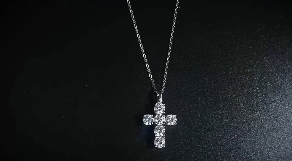 Sparkling Moissanite Cross Pendant Necklace