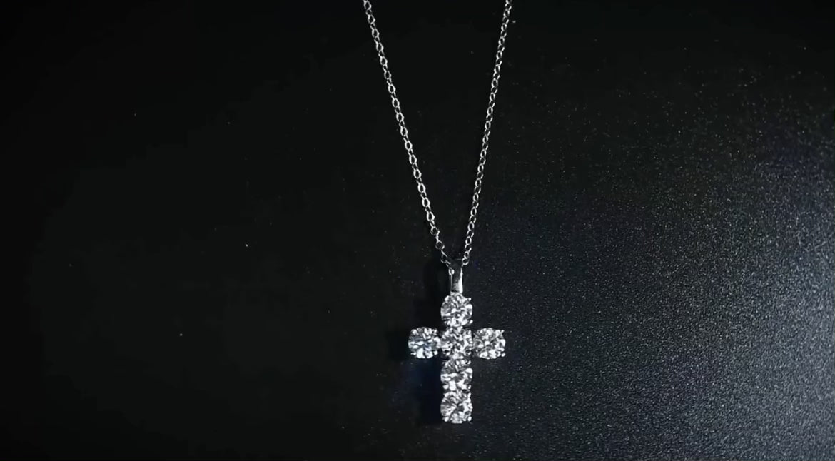 Sparkling Moissanite Cross Pendant Necklace